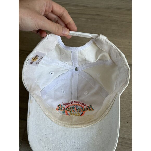 Hard Rock Cafe Hat Cap Mens White Strap Back Vintage 90s Las Vegas Made Taiwan - Picture 7 of 9